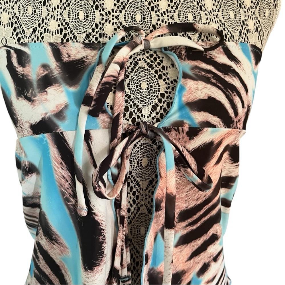 SHEIN Blue and White Patterned Swim Set